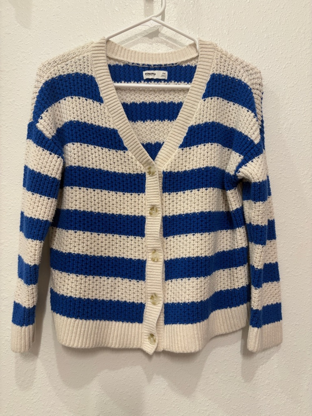 Striped V-Neck Button Cardigan